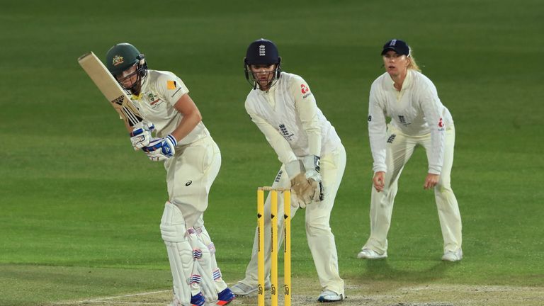Ellyse Perry of Australia bats during day two of the Women's Test match between Australia and England at North Sydney Oval