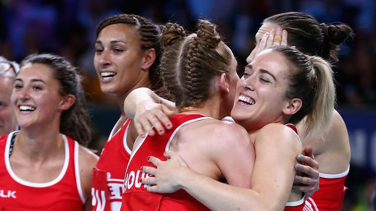 England celebrate victory over Jamaica in the Fast5 Series