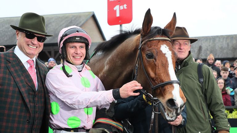 Winning owner Rich Ricci (left) with jockey Paul Townend and trainer Willie Mullins in the parade ring after Faugheen wins the Unibet Morgiana Hurdle