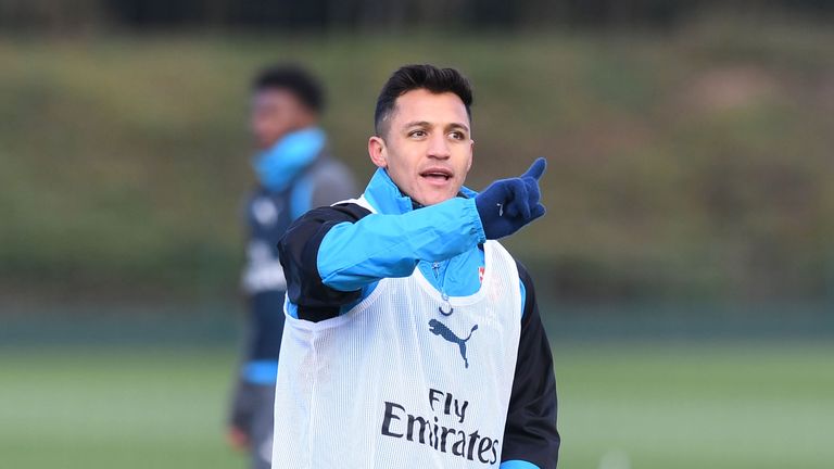 Alexis Sanchez during a training session at London Colney on November 28, 2017
