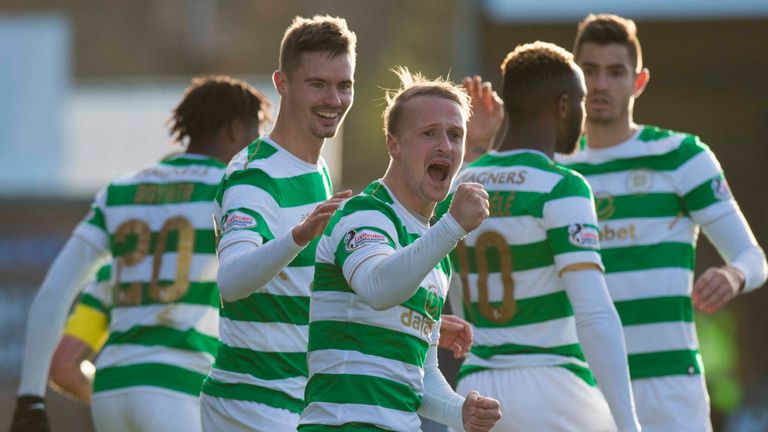 Celtic's Leigh Griffiths celebrates his winner with team-mates