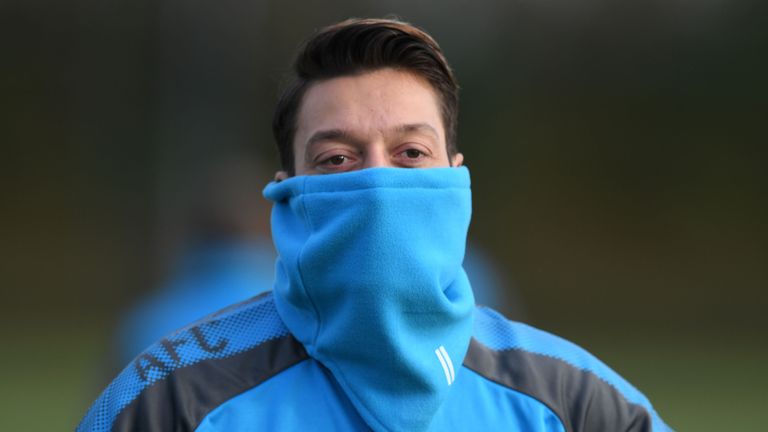 Mesut Ozil during a training session at London Colney on November 28, 2017