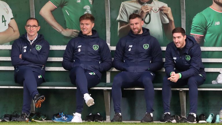 Republic of Ireland manager Martin O'Neill and Jeff Hendrick