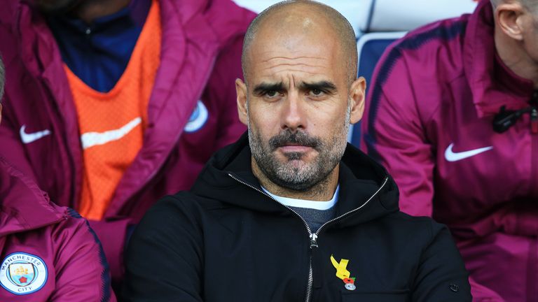 Pep Guardiola prior to the Premier League match against West Bromwich Albion at The Hawthorns on October 28, 2017