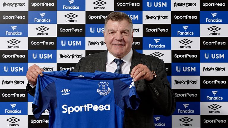 Sam Allardyce poses for a photo after being unveiled as Everton manager at USM Finch Farm on November 29, 2017 in Halewood