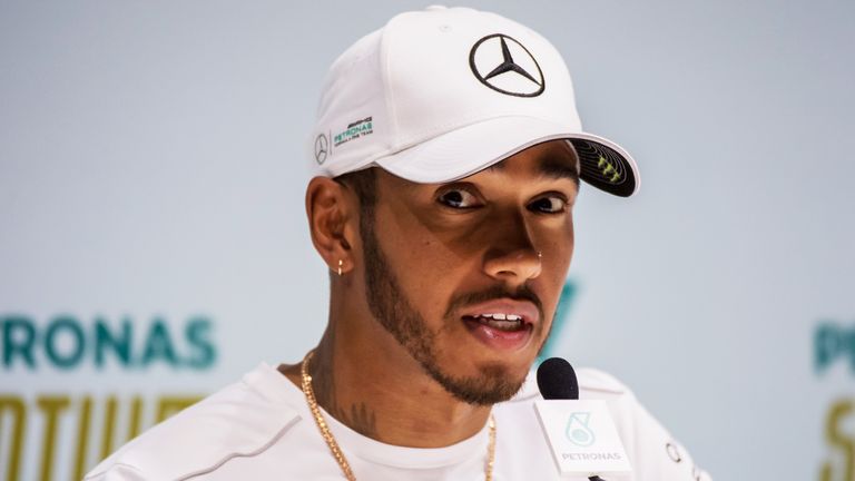 Lewis Hamilton attends a press conference in Sao Paulo ahead of Sunday's Formula One Brazilian Grand Prix