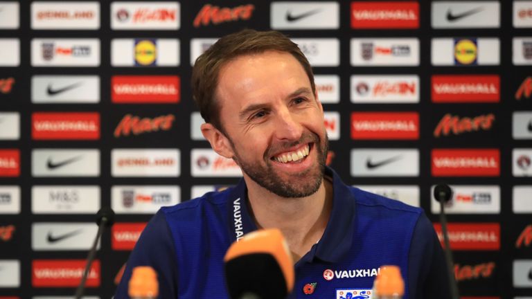 England manager Gareth Southgate addresses the media during the press conference at St George's Park