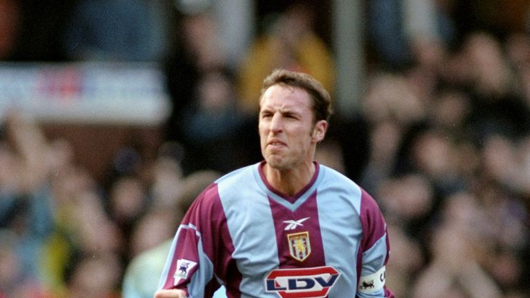 30 Jan 2000:  Gareth Southgate of Aston Villa celebrates after the AXA sponsored FA Cup Fifth Round match against Leeds United played at Villa Park in Birm