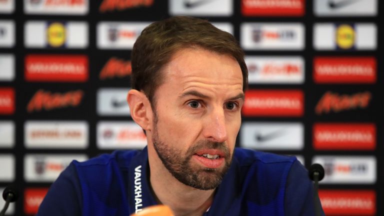 England manager Gareth Southgate addresses the media during the press conference at St George's Park