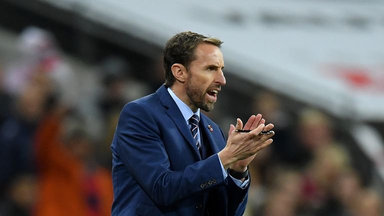 Gareth Southgate watches on during England v Germany