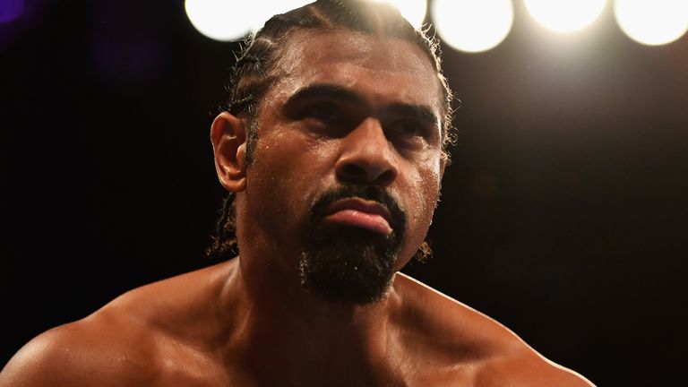 LONDON, ENGLAND - MARCH 04:  David Haye looks on from the ring prior to his Heavyweight contest against Tony Bellew at The O2 Arena on March 4, 2017 in Lon