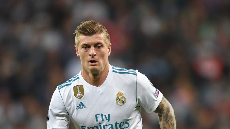 MADRID, SPAIN - OCTOBER 17: Toni Kroos of Real Madrid in action during the UEFA Champions League group H match between Real Madrid and Tottenham Hotspur at