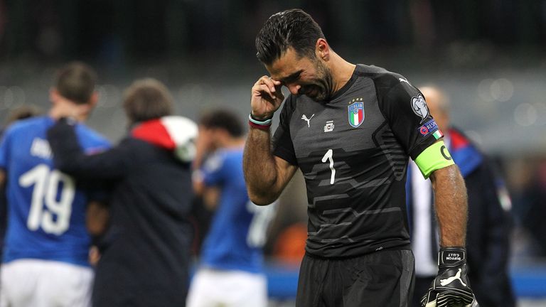 Gianluigi Buffon breaks down in tears after Italy lose their 2018 World Cup Qualifier Play-Off to Sweden