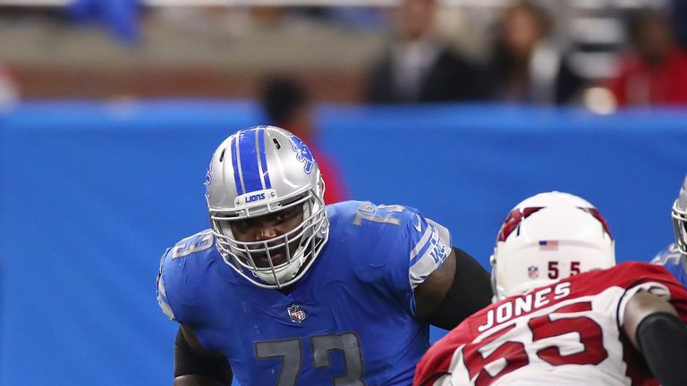 DETROIT, MI - SEPTEMBER 10: Greg Robinson #73 of the Detroit Lions while playing the Arizona Cardinals at Ford Field on September 10, 2017 in Detroit, Mich