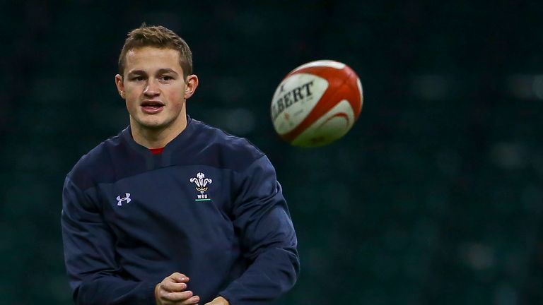 Wales' wing Hallam Amos attends a team training session at the Principality Stadium in Cardiff, south Wales, on November 24, 2017