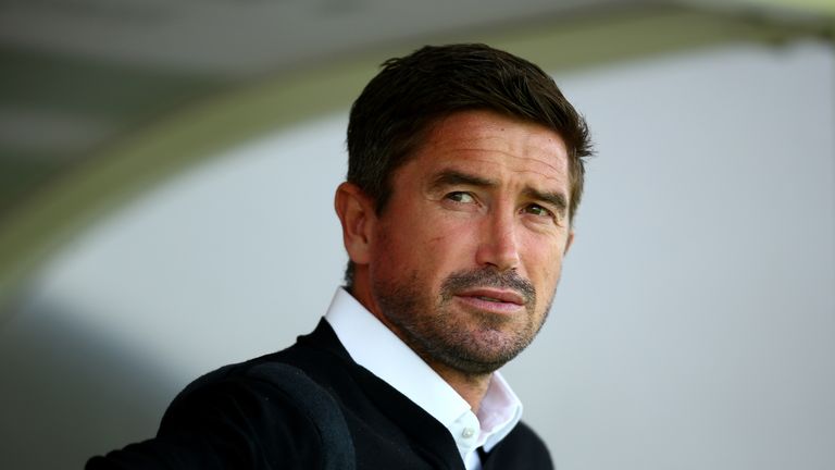 CRAWLEY, WEST SUSSEX - SEPTEMBER 02:  Harry Kewell, manager of Crawley Town looks on prior to the Sky Bet League Two match between Crawley Town and Yeovil 