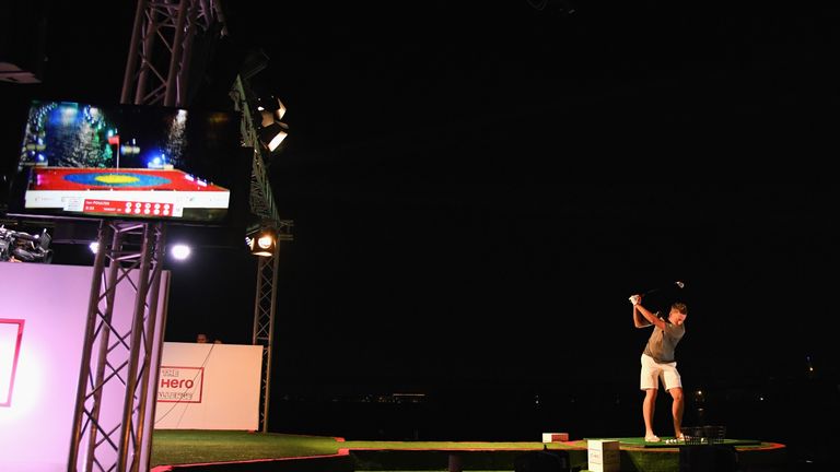 DUBAI, UNITED ARAB EMIRATES - NOVEMBER 14: Ian Poulter of England takes part in the Hero Challenge prior to the DP World Tour Championship at Atlantis, The