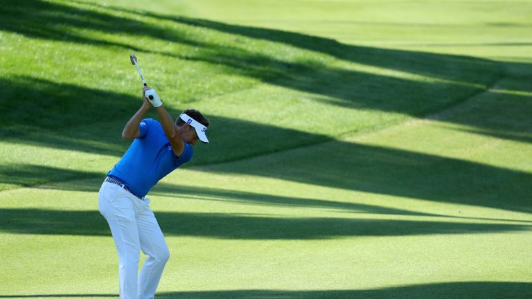 ANTALYA, TURKEY - NOVEMBER 02:  Ian Poulter of England hits his second shot on the 12th hole during the first round of the Turkish Airlines Open at the Reg