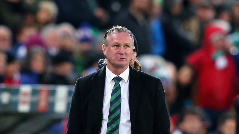 BASEL, SWITZERLAND - NOVEMBER 12:  Michael O'Neill, Manager of Northern Ireland looks on during the FIFA 2018 World Cup Qualifier Play-Off: Second Leg betw