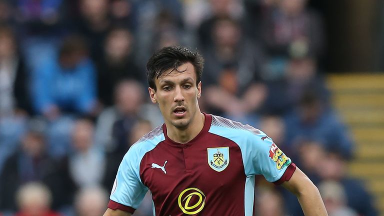 BURNLEY, ENGLAND - OCTOBER 14:  Jack Cork of Burnley during the Premier League match between Burnley and West Ham United at Turf Moor