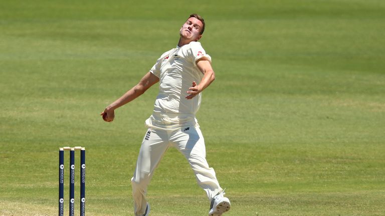 Jake Ball of England bowls during day two of the Ashes series Tour Match between Western Australia XI and England at WACA