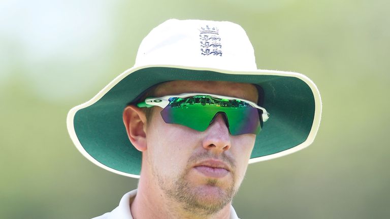 TOWNSVILLE, AUSTRALIA - NOVEMBER 18:  Jake Ball of England looks on during day 4 of the four day tour match between Cricket Australia XI and England at Ton