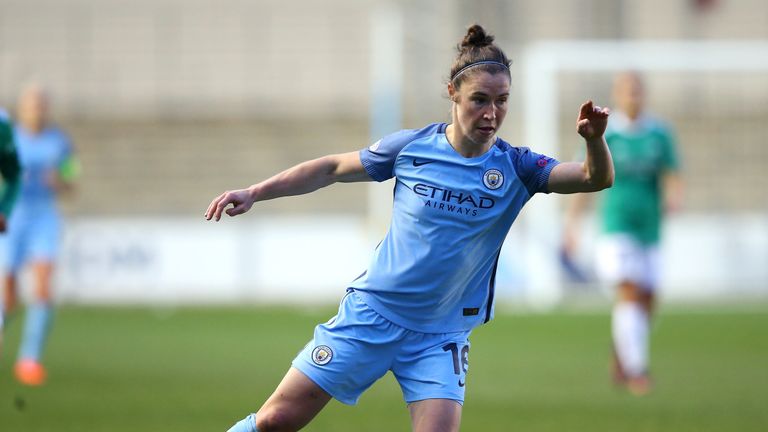 MANCHESTER, ENGLAND - MARCH 30:  Jane Ross of Manchester City during the UEFA Women's Champions League match between Manchester City and Fortuna at City Ac