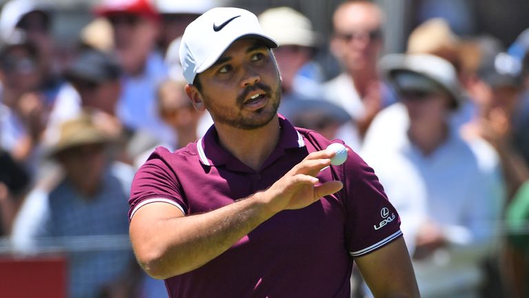 Jason Day of Australia acknowledges the applause after his first round at the Australian Open at the Australian Golf Club course in Sydney on November 23, 