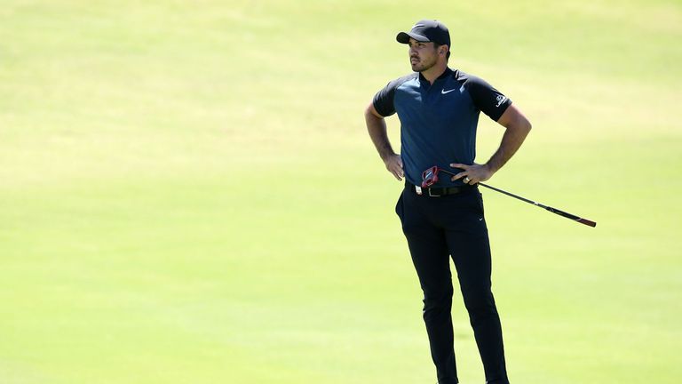 SYDNEY, AUSTRALIA - NOVEMBER 24:  Jason Day of Australia reacts on the 9th hole during day two of the 2017 Australian Golf Open at the Australian Golf Club