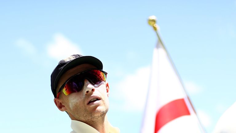 BRISBANE, AUSTRALIA - NOVEMBER 24:  Joe Root of England leads his team onto the field during day two of the First Test Match of the 2017/18 Ashes Series be