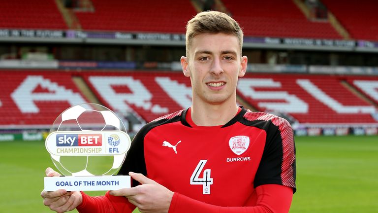 Joe Williams of Barnsley is presented with the SkyBet Goal of the Month award - Mandatory by-line: Matt McNulty/JMP - 16/11/2017 - FOOTBALL - Oakwell Stadi