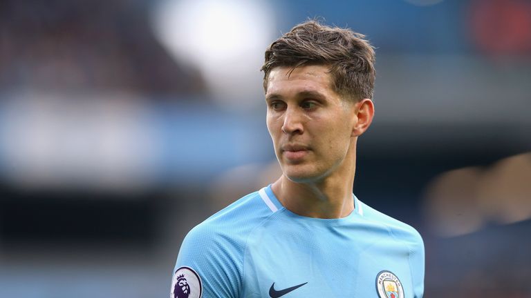 MANCHESTER, ENGLAND - OCTOBER 14:  John Stones of Manchester City looks on during the Premier League match between Manchester City and Stoke City at Etihad