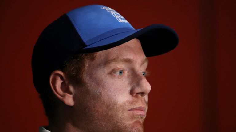 BRISBANE, AUSTRALIA - NOVEMBER 27:  Jonny Bairstow of England talks to media during a press conference following play  during day five of the First Test Ma
