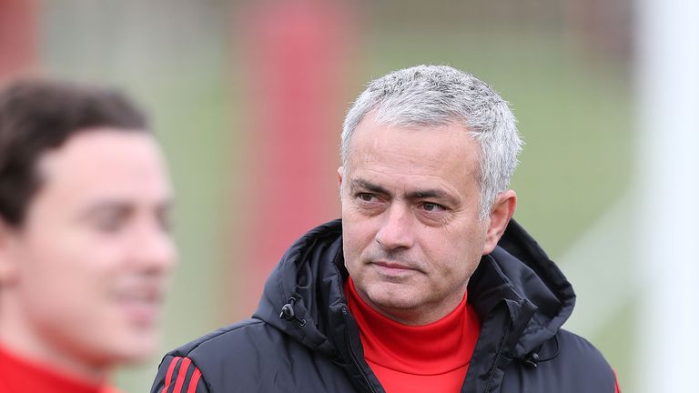 Jose Mourinho takes first team training at Manchester United's Aon Training Complex