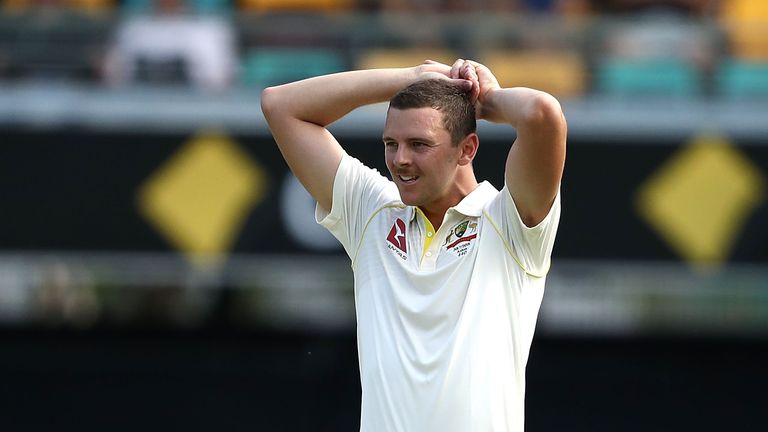 Australia reacts while bowling during day one of the First Test Match of the 2017/18 Ashes Series