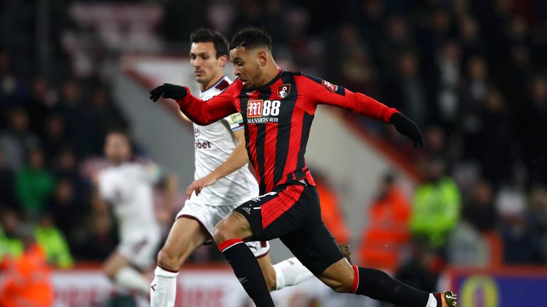 Josh King takes on Jack Cork in the first half