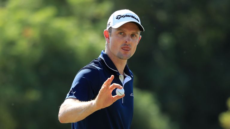 DUBAI, UNITED ARAB EMIRATES - NOVEMBER 19:  Justin Rose of England acknowledges the crowd on the 3rd green during the final round of the DP World Tour Cham