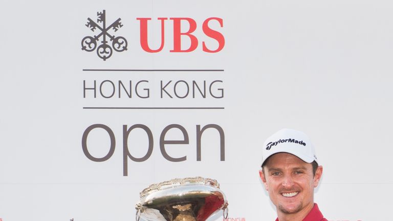 HONG KONG - OCTOBER 25:  Justin Rose of England poses with the trophy after winning the final round of the UBS Hong Kong Open at the Hong Kong Golf Club on