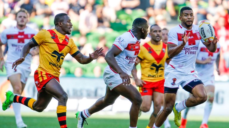 Kallum Watkins scored two tries for England in a man-of-the-match display