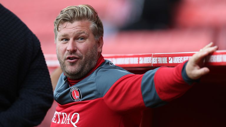LONDON, ENGLAND - AUGUST 19:  Charlton Athletic manager Karl Robinson looks on prior to the Sky Bet League One match between Charlton Athletic and Northamp