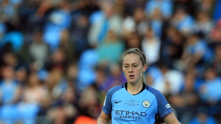 MANCHESTER, ENGLAND - OCTOBER 02:  Keira Walsh of Manchester City Women in action during the Continental Cup Final between Manchester City Women and Birmin