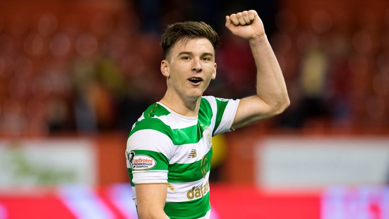 Celtic's Kieran Tierney at full-time at Pittodrie (0-3 October 2017)