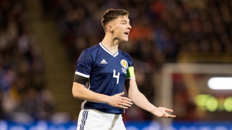 09/11/17 INTERNATIONAL FRIENDLY. SCOTLAND v THE NETHERLANDS. PITTODRIE - ABERDEEN. Scotland captain Kieran Tierney