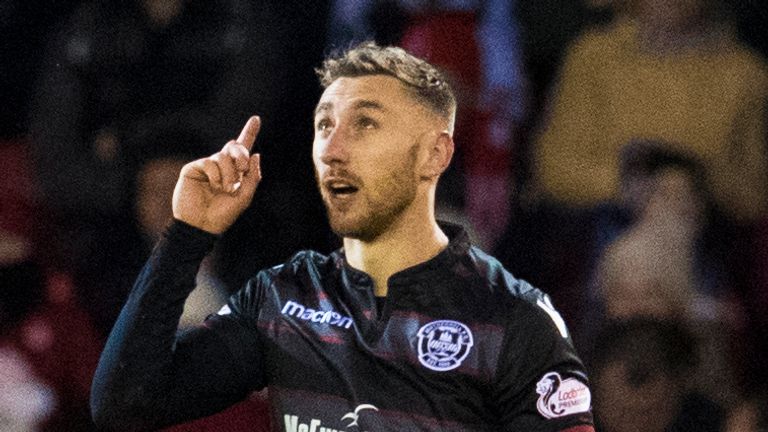 Motherwell's Louis Moult celebrates after making it 2-0