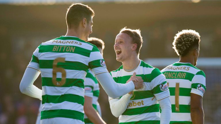 Leigh Griffiths celebrates his match-winner with Nir Bitton