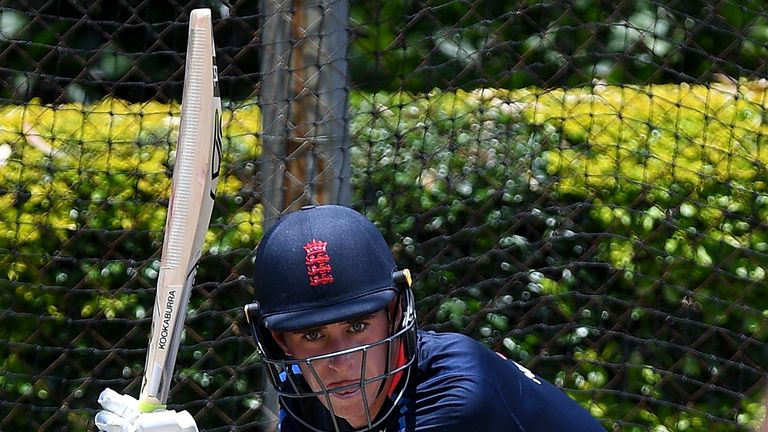 BRISBANE, AUSTRALIA - NOVEMBER 24: Liam Livingstone bats during an England Lions training session at Allan Border Field on November 24, 2017 in Brisbane, A