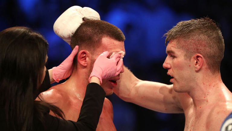 Liam Williams (l) was forced to retire in their first meeting