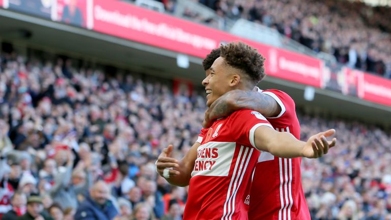 Middlesbrough's Marcus Tavernier celebrates scoring his side's first goal