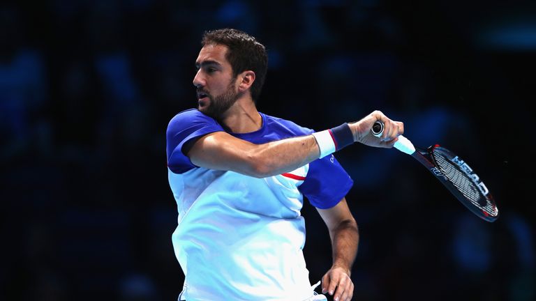 Marin Cilic plays a forehand