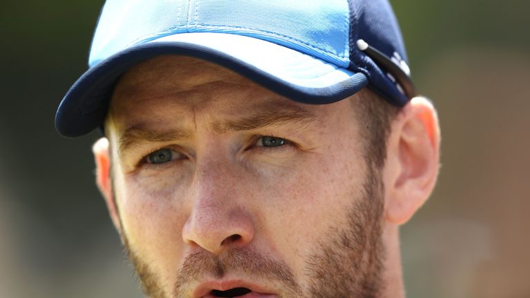 PERTH, AUSTRALIA - NOVEMBER 02:  Mark Stoneman of England speaks to the media during an England nets session at Richardson Park on November 2, 2017 in Pert